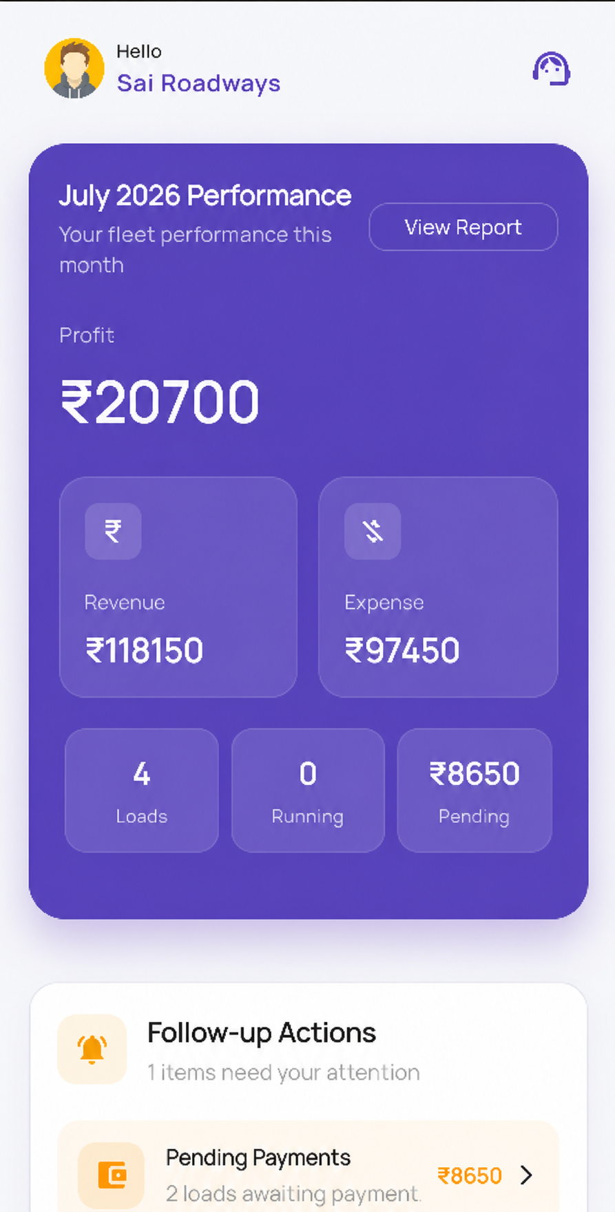 TrustWheel Owner app dashboard